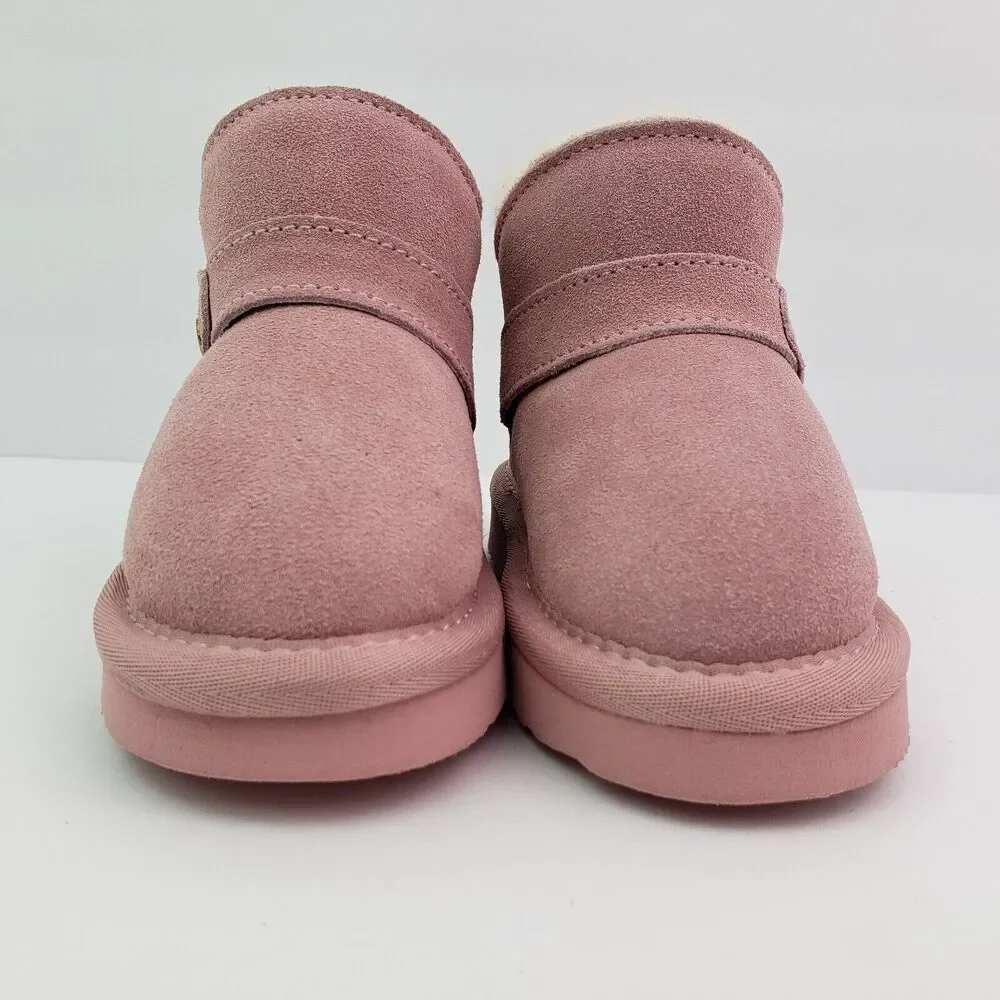 Bearpaw Haley Baby Toddler Girls Size 6 Pink Suede Pull On Wool Blend Boots